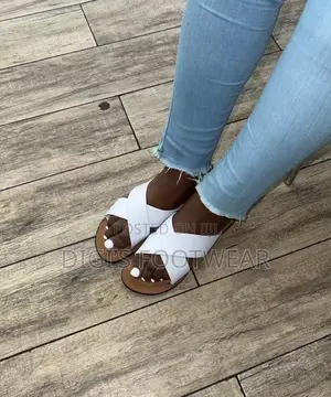 White Crossed Ladies Slippers