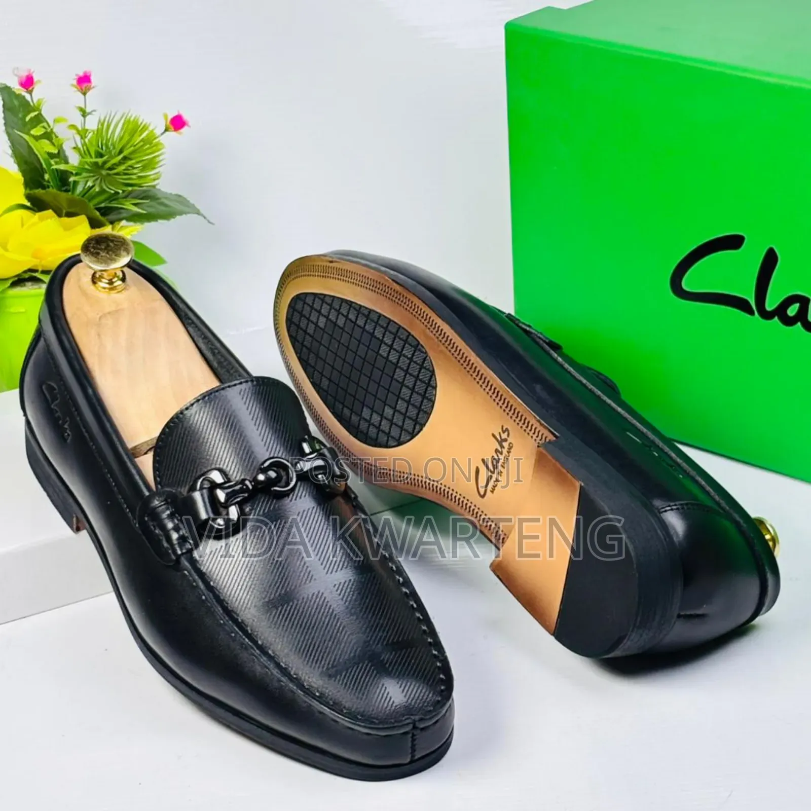 New Black Clarks Loafers With a Metal Buckle