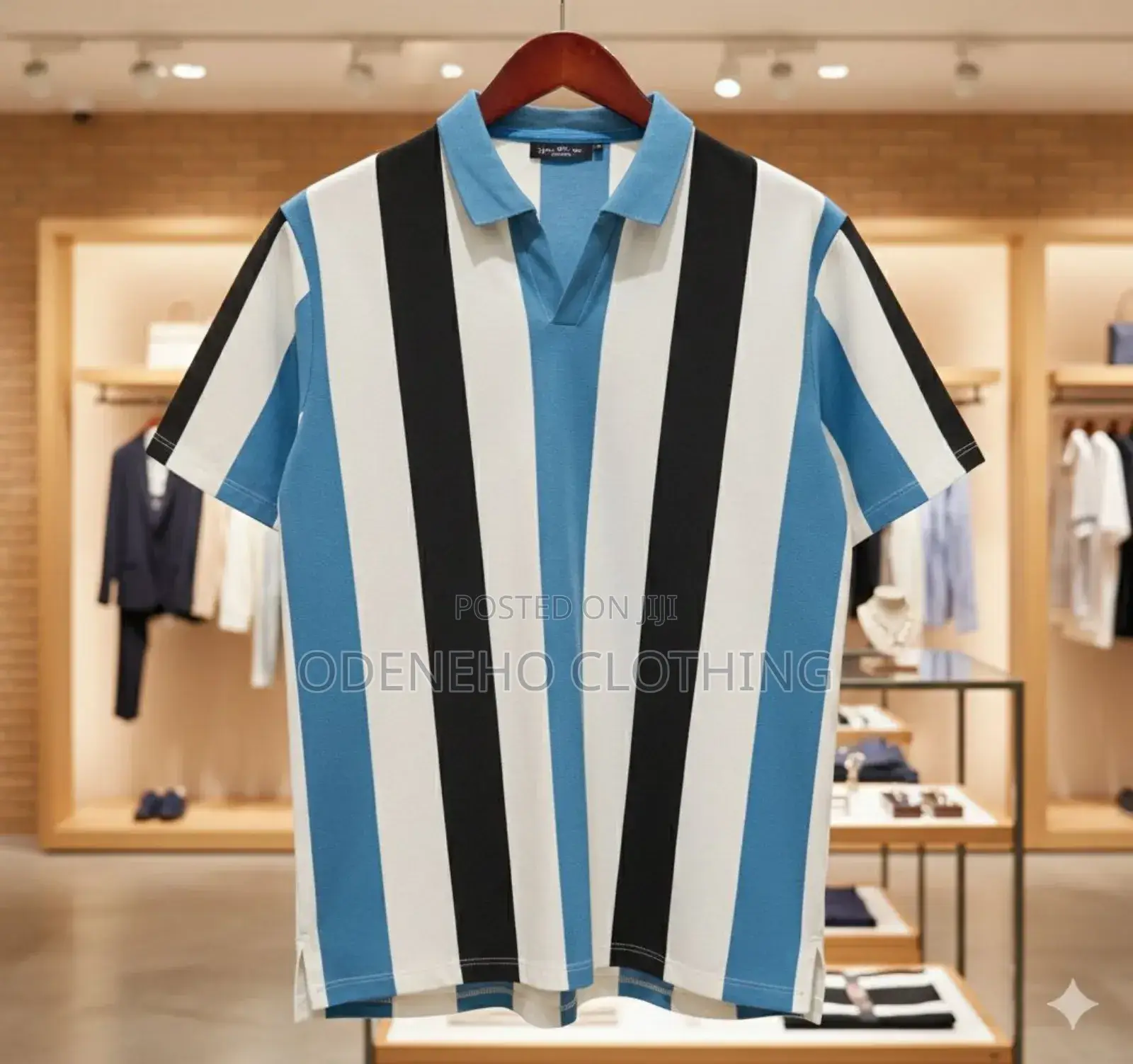 V Neck Stripped Club T Shirt