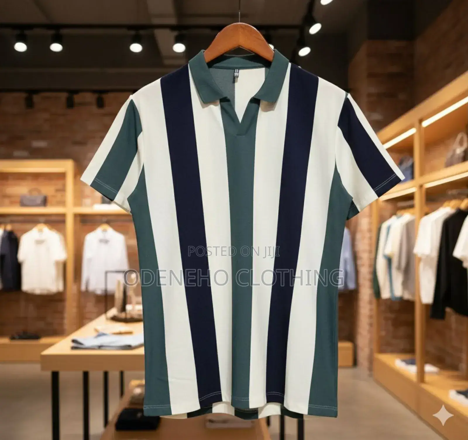 V Neck Stripped Club T Shirt