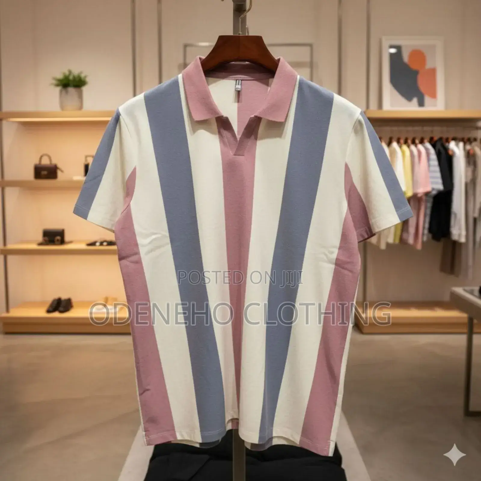 V Neck Stripped Club T Shirt