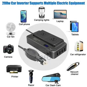 200w Car Power Inverter 12v Dc to 220v Ac Converter for Car
