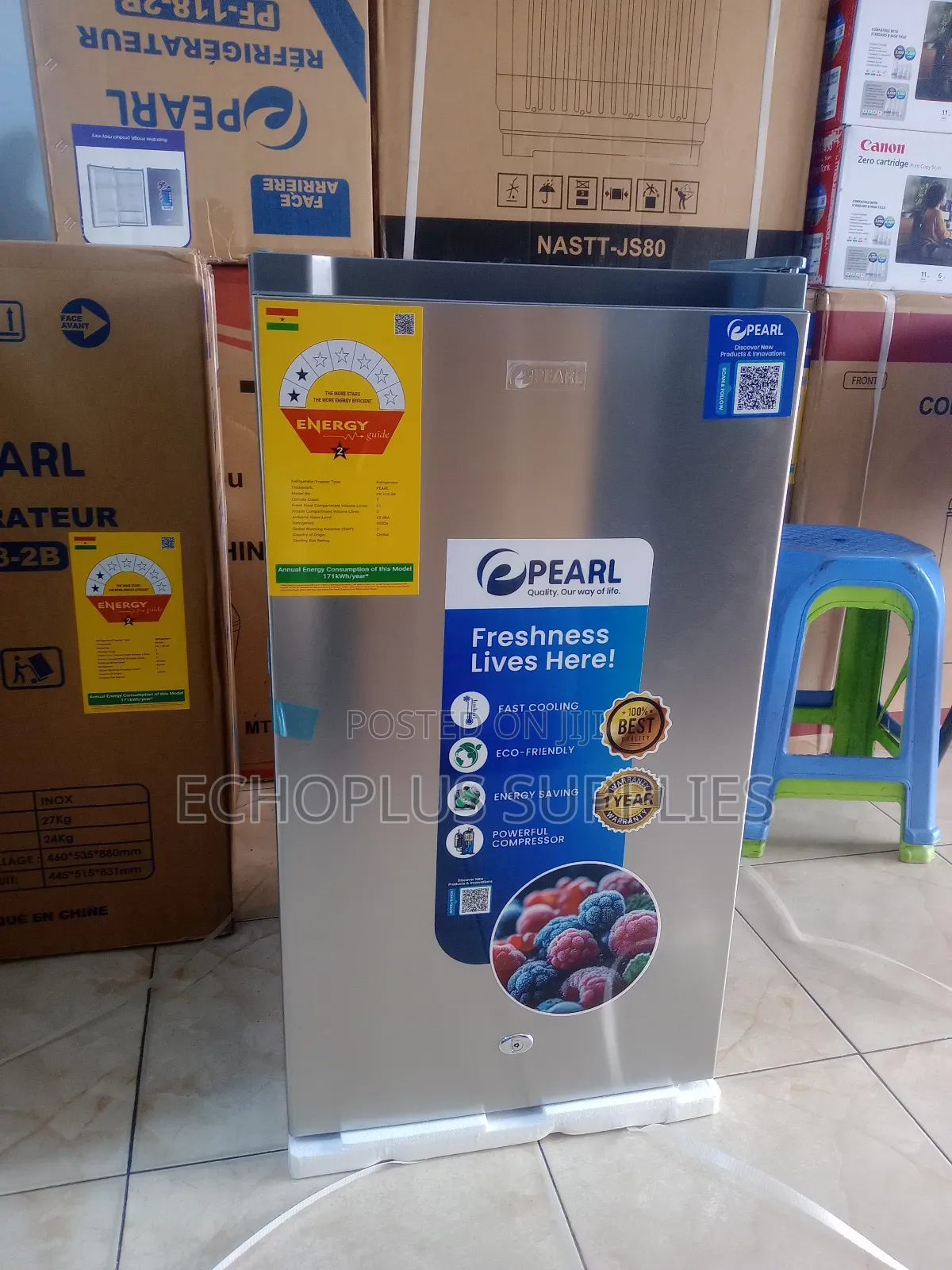 Pearl Table Top Fridge/80 Liters/ Single Door/Glass Design