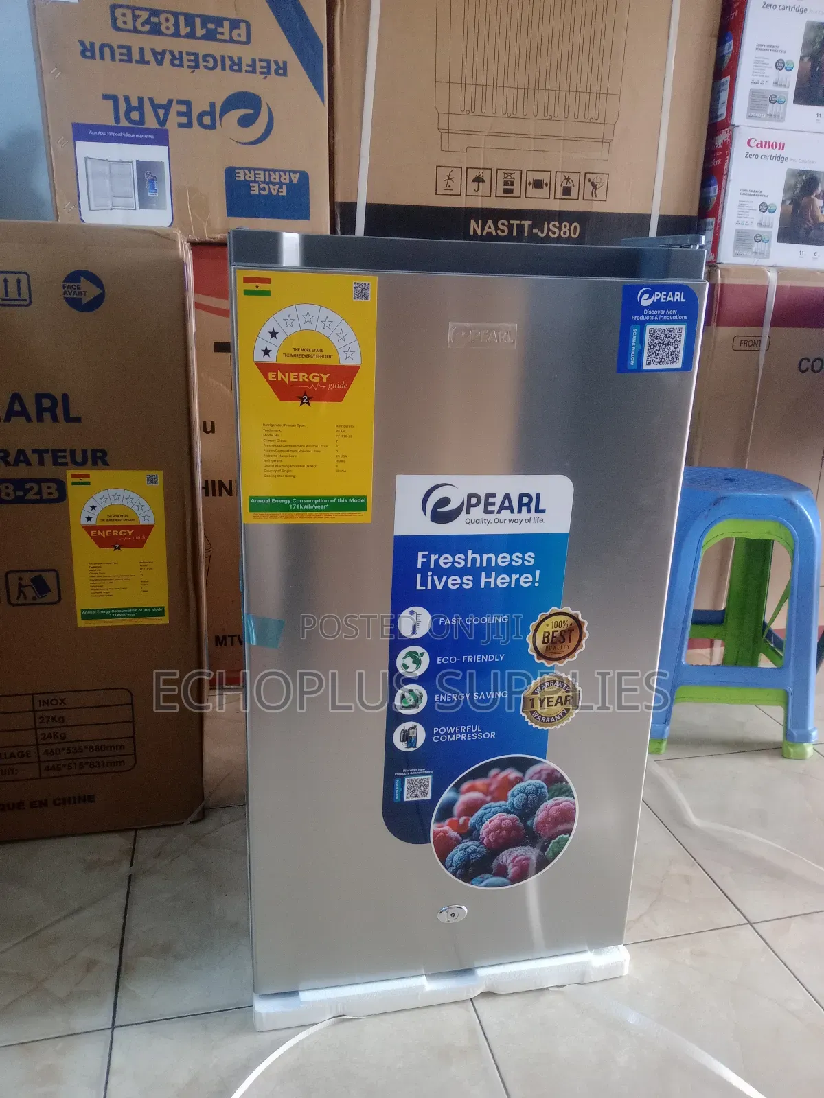 Pearl Table Top Fridge/80 Liters/ Single Door/Glass Design