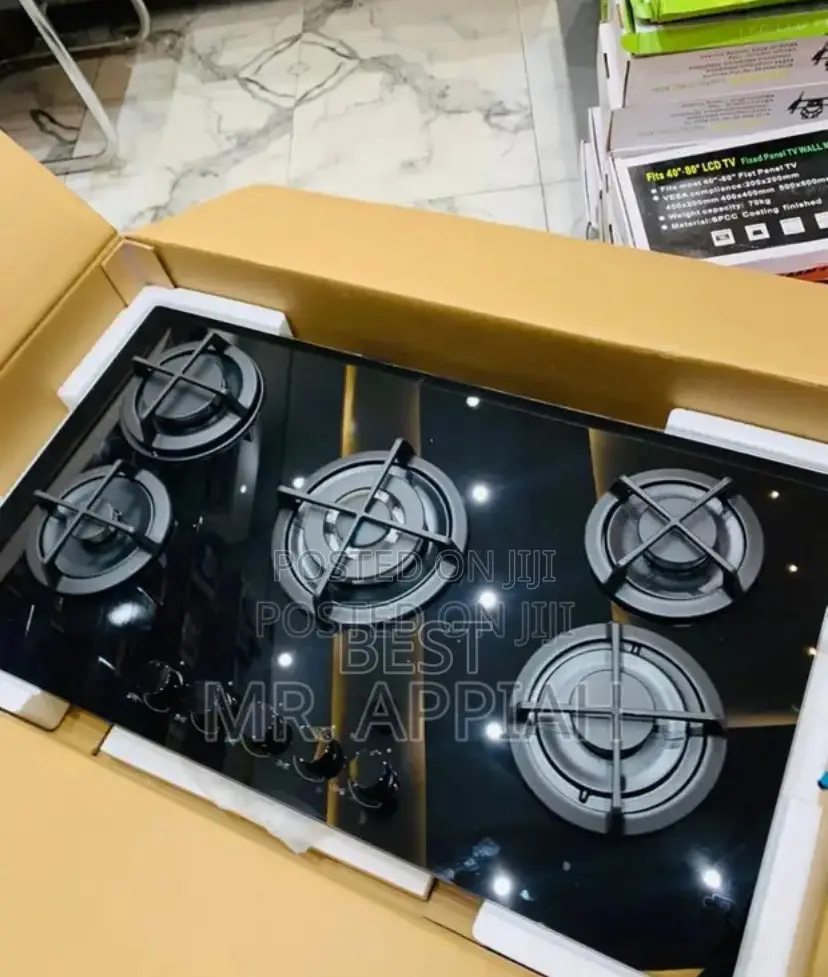MLLAR GH9051TW 5 Burner Bult-n Gas on Glass Hob 90cm wth Wok Burner