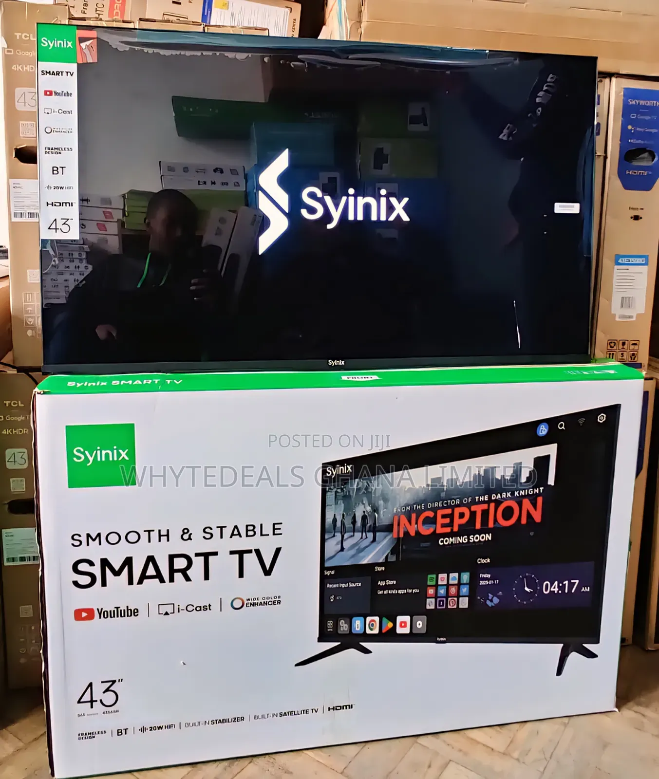 Syinix 43" Smart Android Led Tv| Bluetooth| Frameless| Japanese Brand
