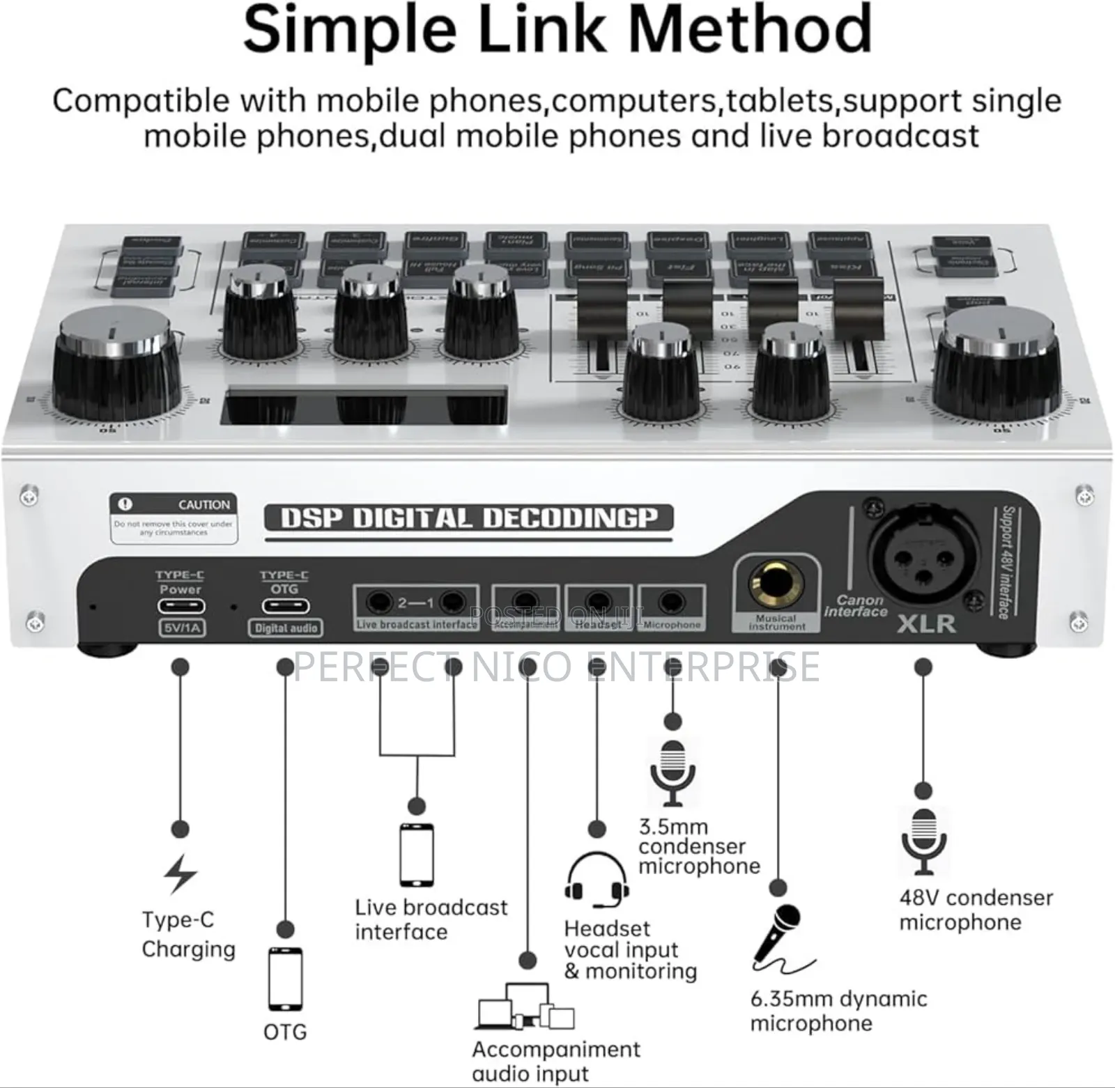 Mt-Viki Streaming Audio Mixer Sound Card for Podcast Livestreaming
