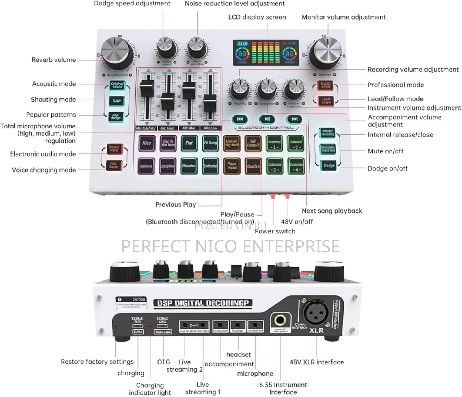 Mt-Viki Streaming Audio Mixer Sound Card for Podcast Livestreaming