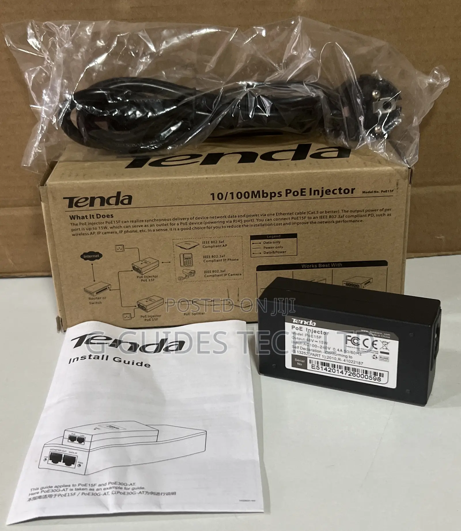 48v Poe Adapter, Tenda 10/100mbps 48v Poe Injector