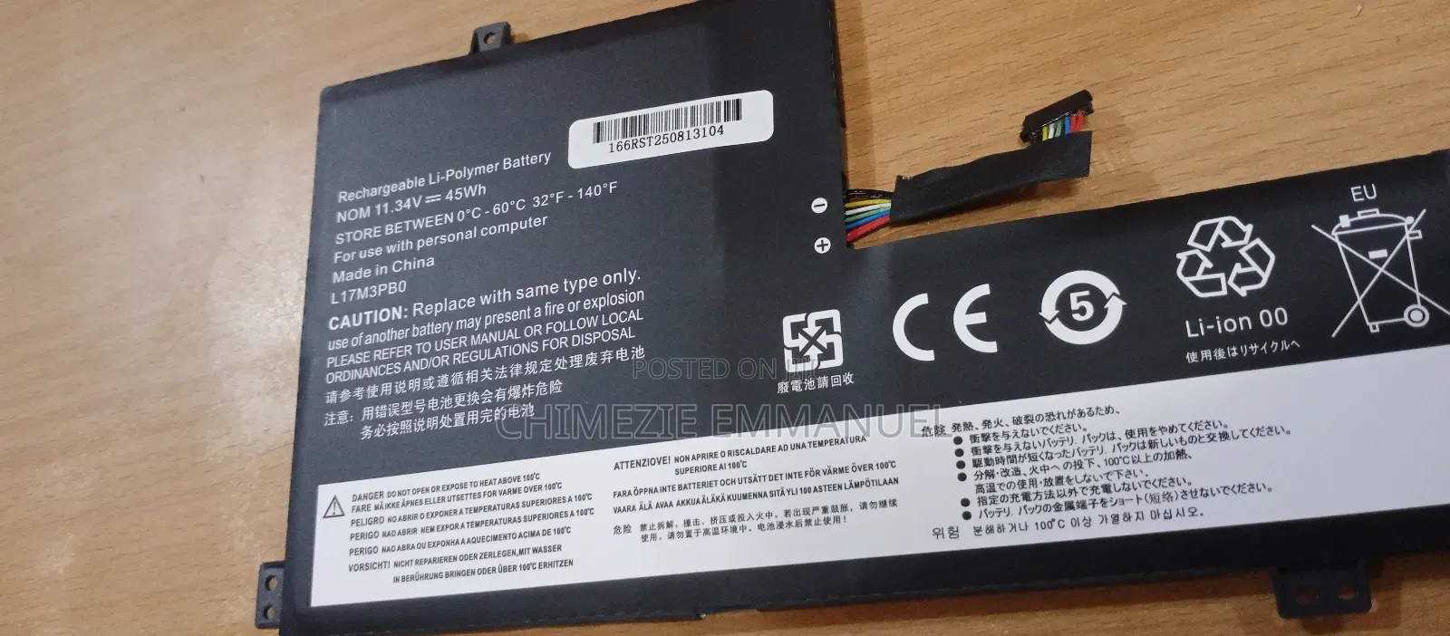 Lenovo Battery L17m3pbo L18d3pg1 5b10t36868, 5b10s75394 Sb10t83190