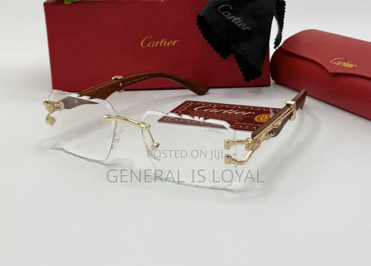 Cartier Panthère De Cartier Rimless Sunglasses With Gold-tone Metal