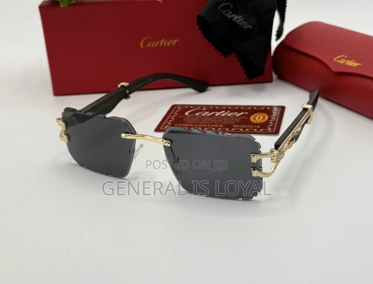 Cartier Panthère De Cartier Rimless Sunglasses With Gold-tone Metal