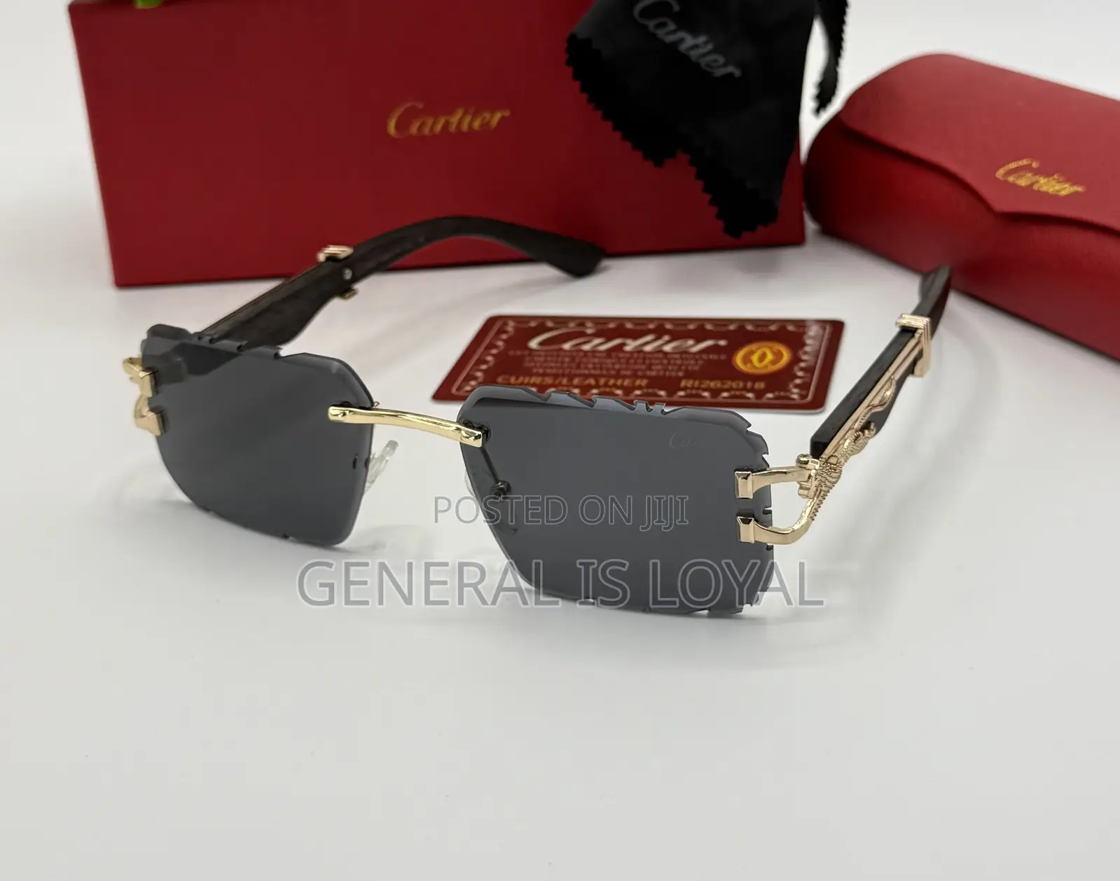 Cartier Panthère De Cartier Rimless Sunglasses With Gold-tone Metal