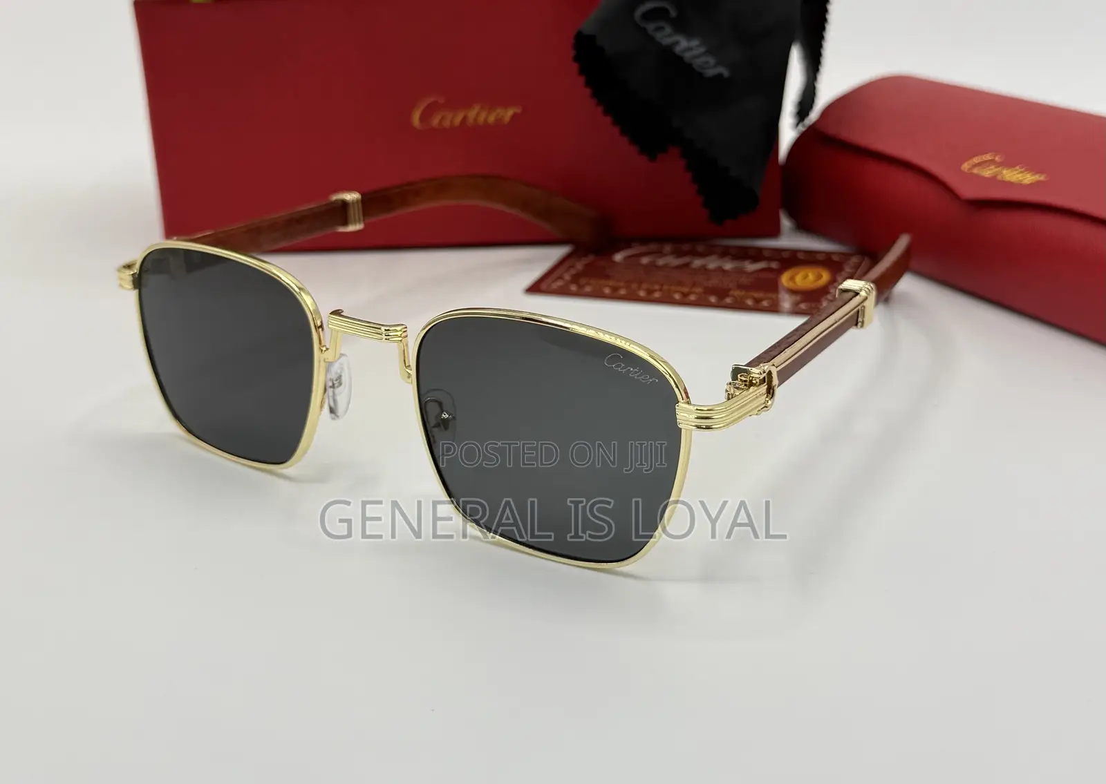 Cartier Dark Frame Glasses With Stainless Handles