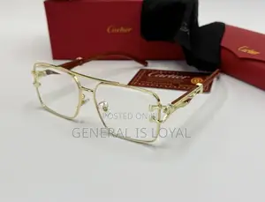 Cartier Gold-tone Square Optical Glasses With Clip On Glasss
