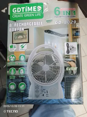 Charger Able Fan With Solar 6 In1