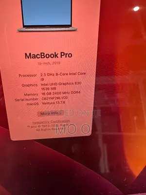 Laptop Apple MacBook Pro 2019 16GB Intel Core I9 SSD 512GB