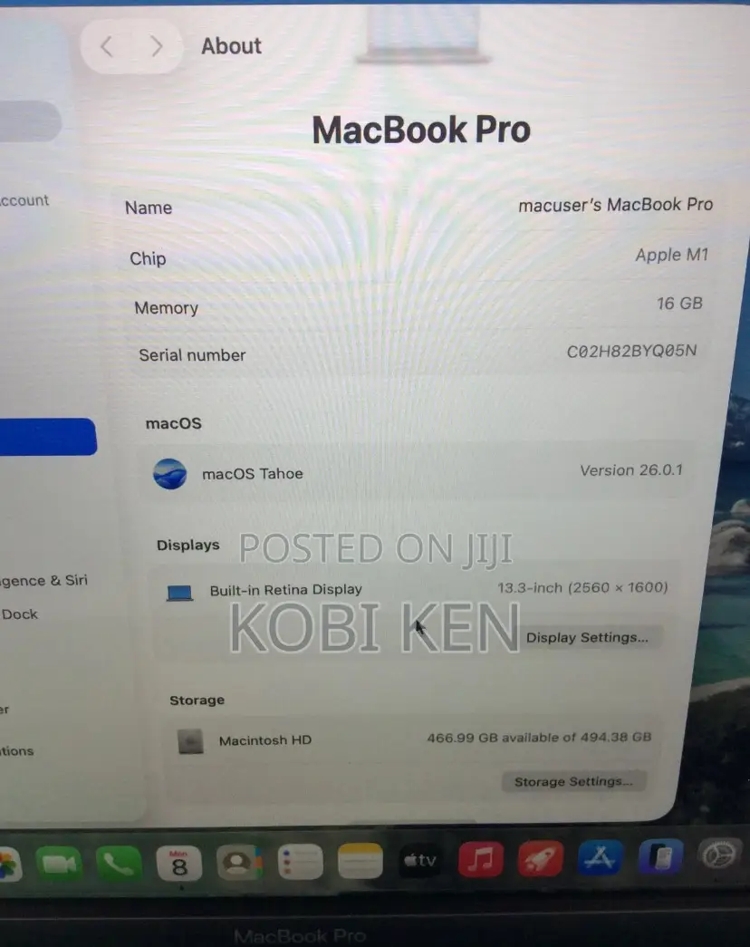 Laptop Apple MacBook Pro 2020 16GB Apple M1 SSD 512GB