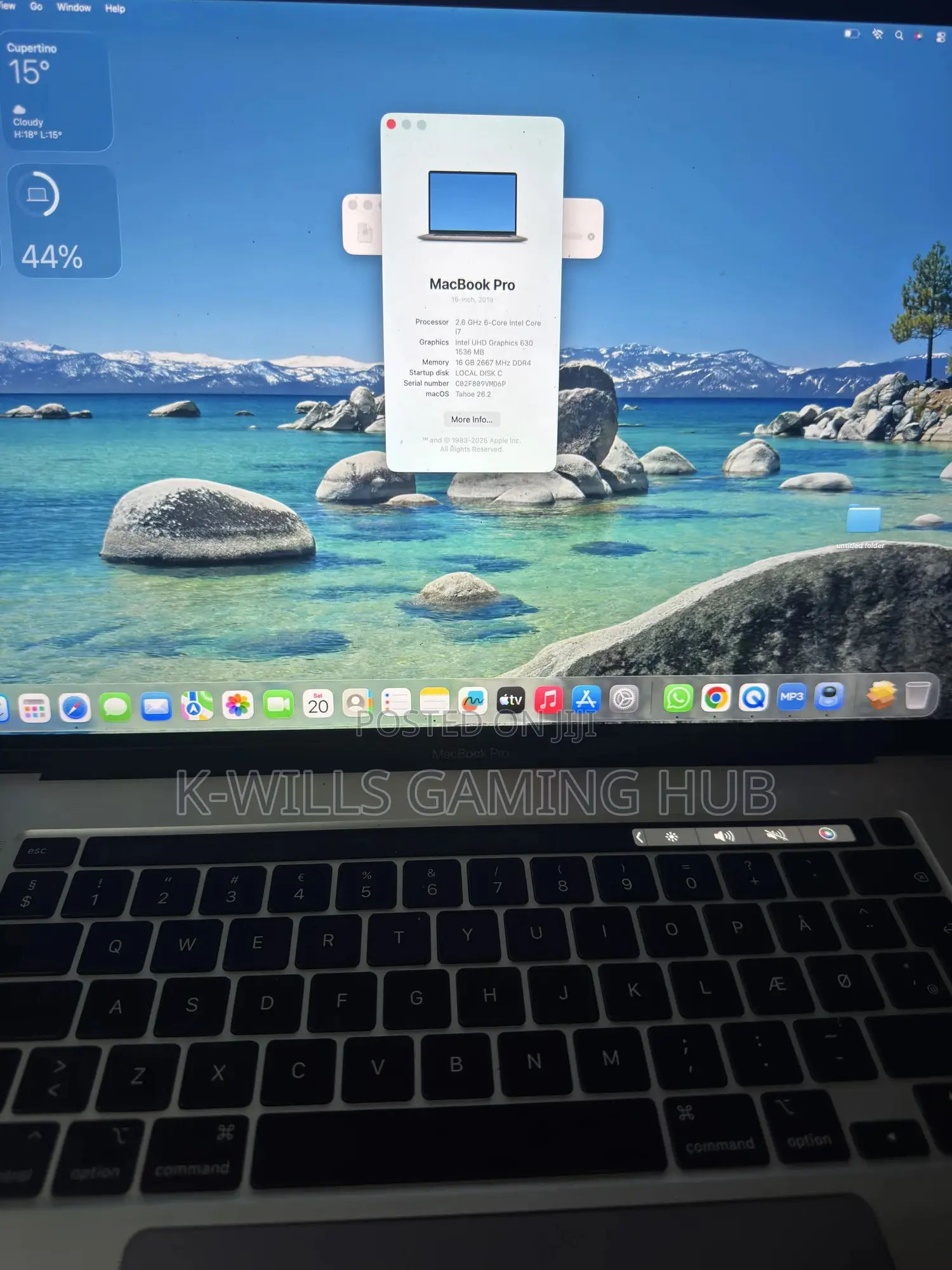 Laptop Apple MacBook Pro 2019 16GB Intel Core I7 SSD 500GB