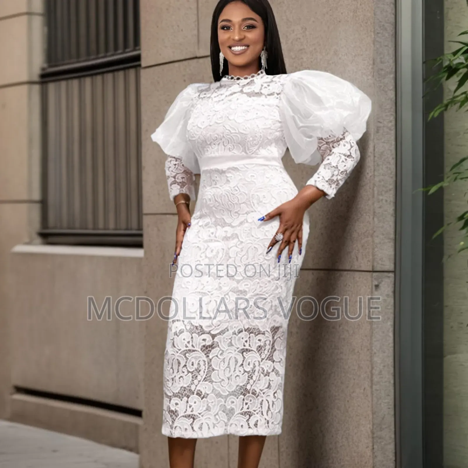 Ladies White Lace Dress Instock