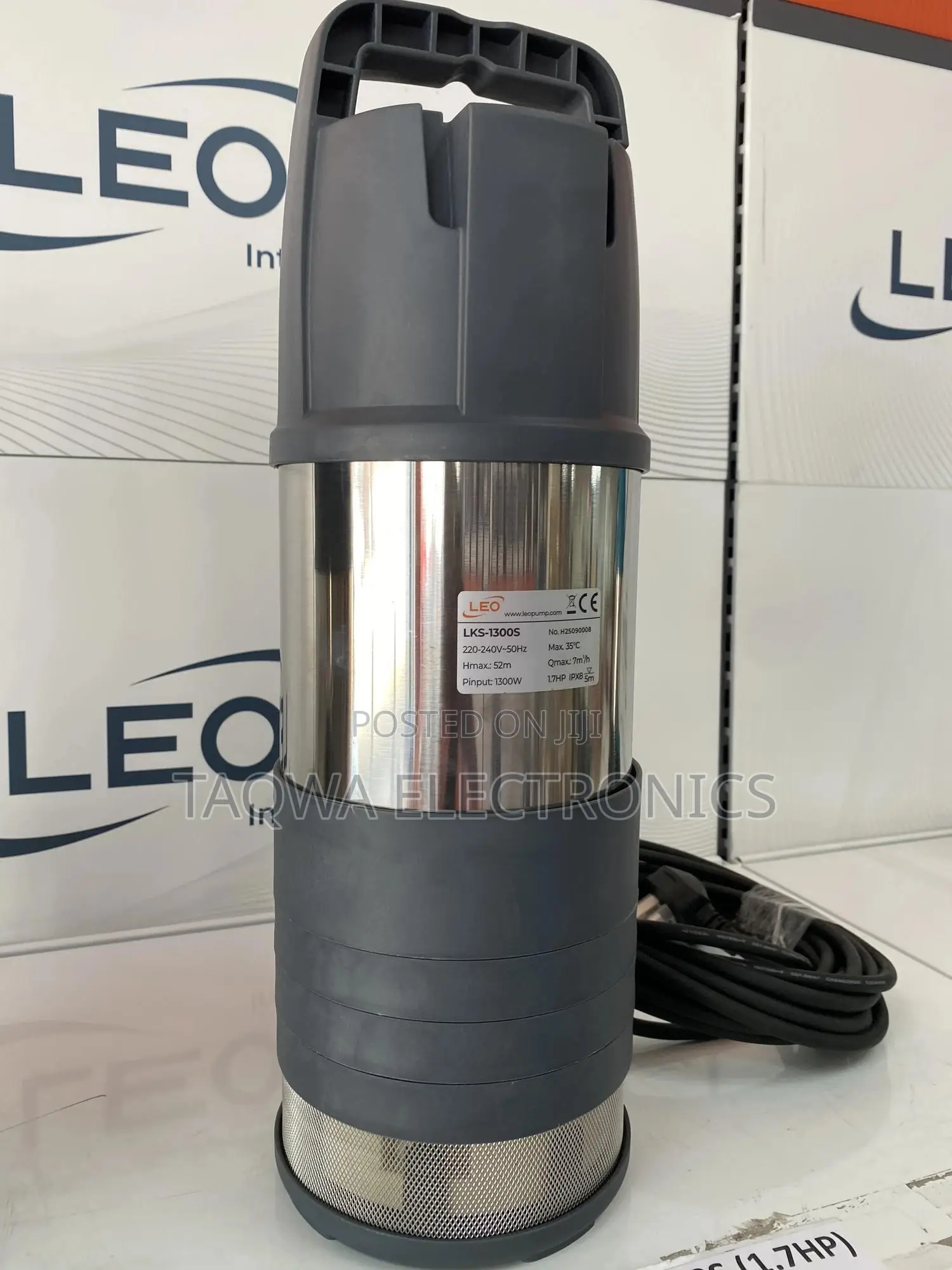 Power Output; 1.3kw 1.7hp Submersible Pump