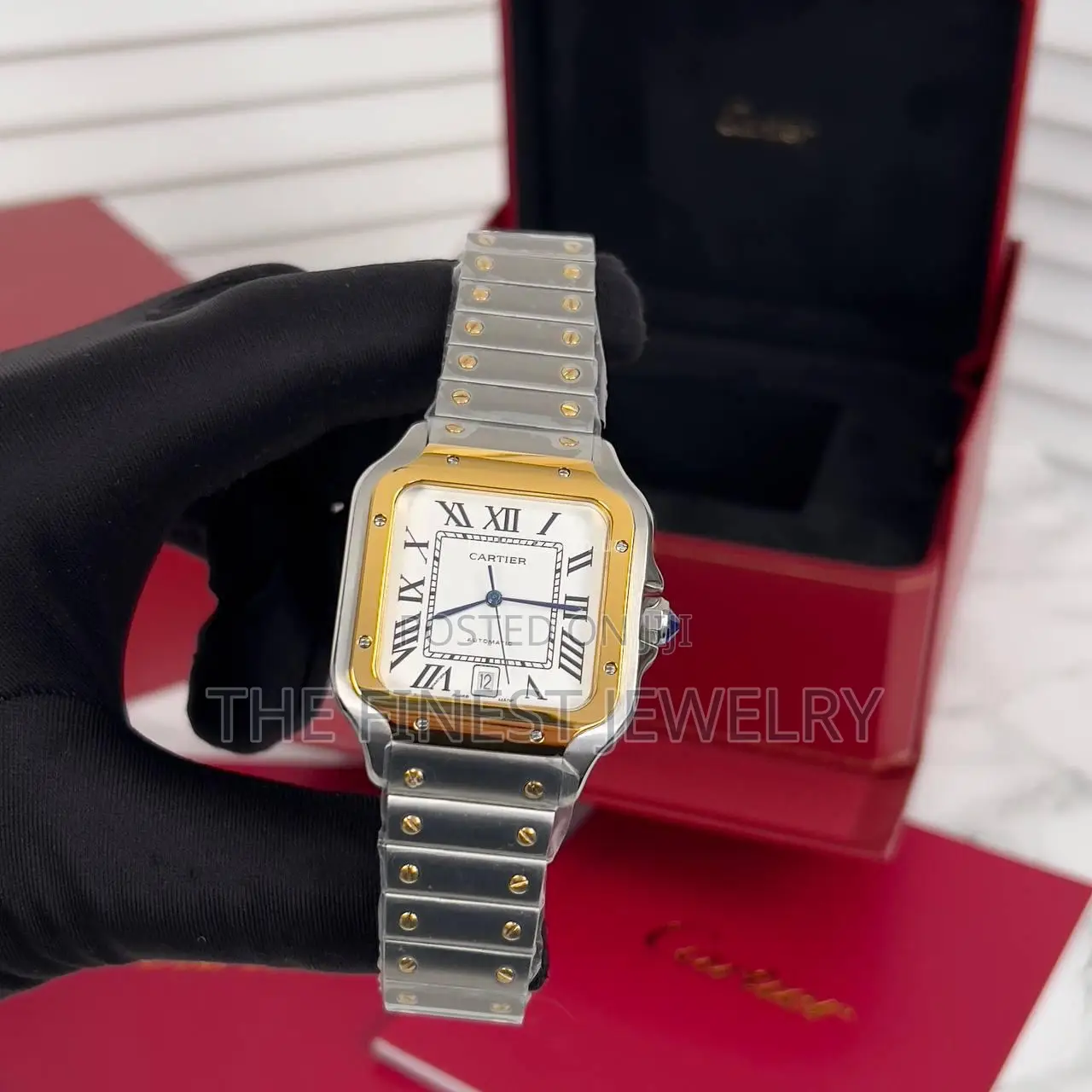 Cartier Santos Silver/Gold-White Wristwatch