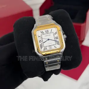 Cartier Santos Silver/Gold-White Wristwatch