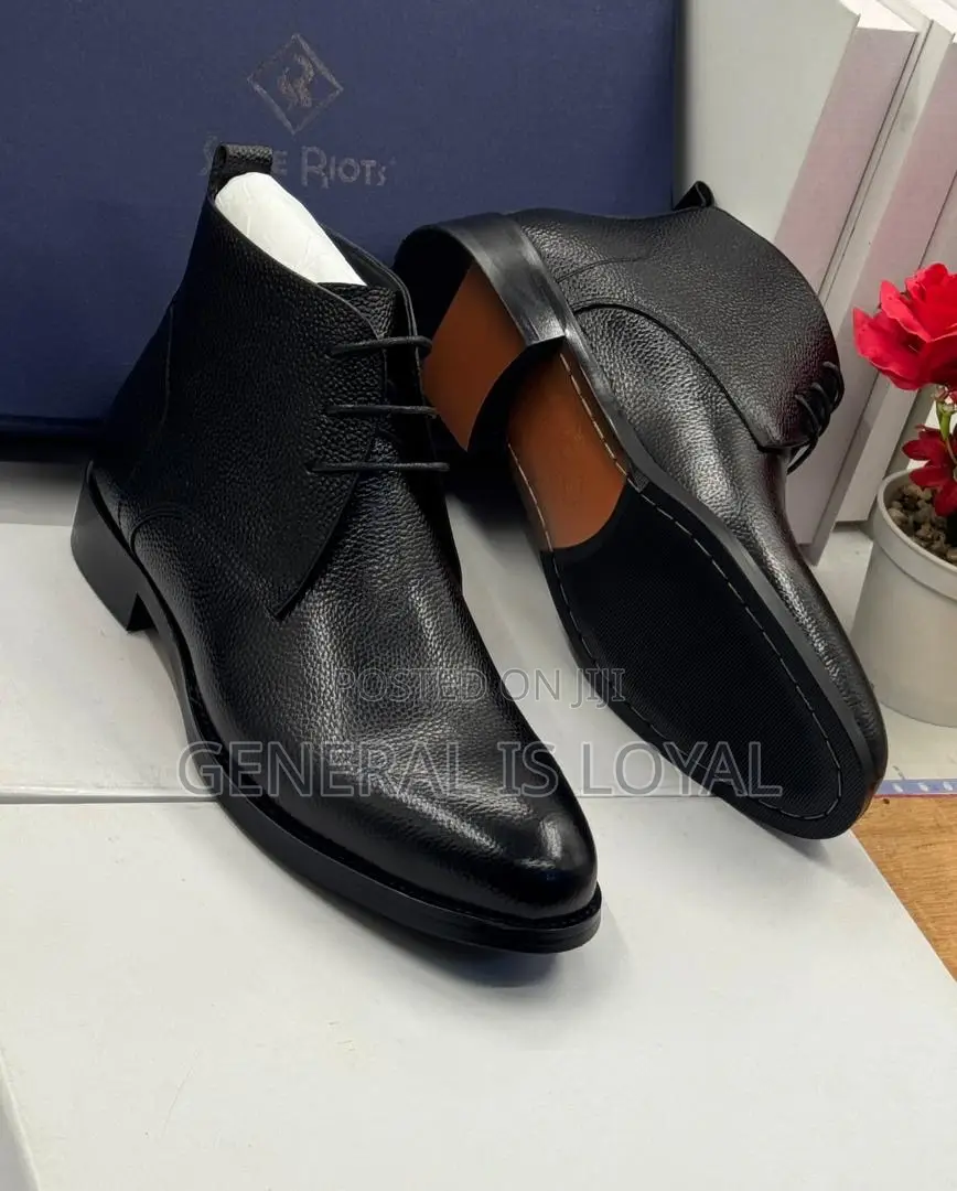 Steve Riots Black Leather Lace Boot