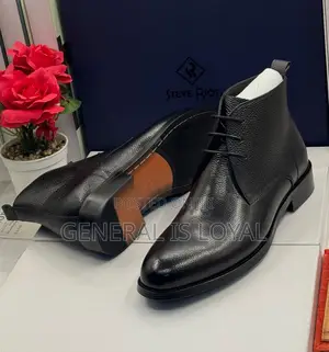 Steve Riots Black Leather Lace Boot