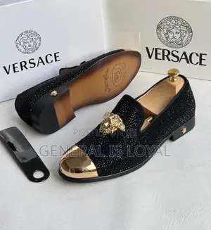 Black Versace Men's Velvet Loafers