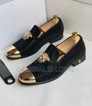 Black Versace Men's Velvet Loafers