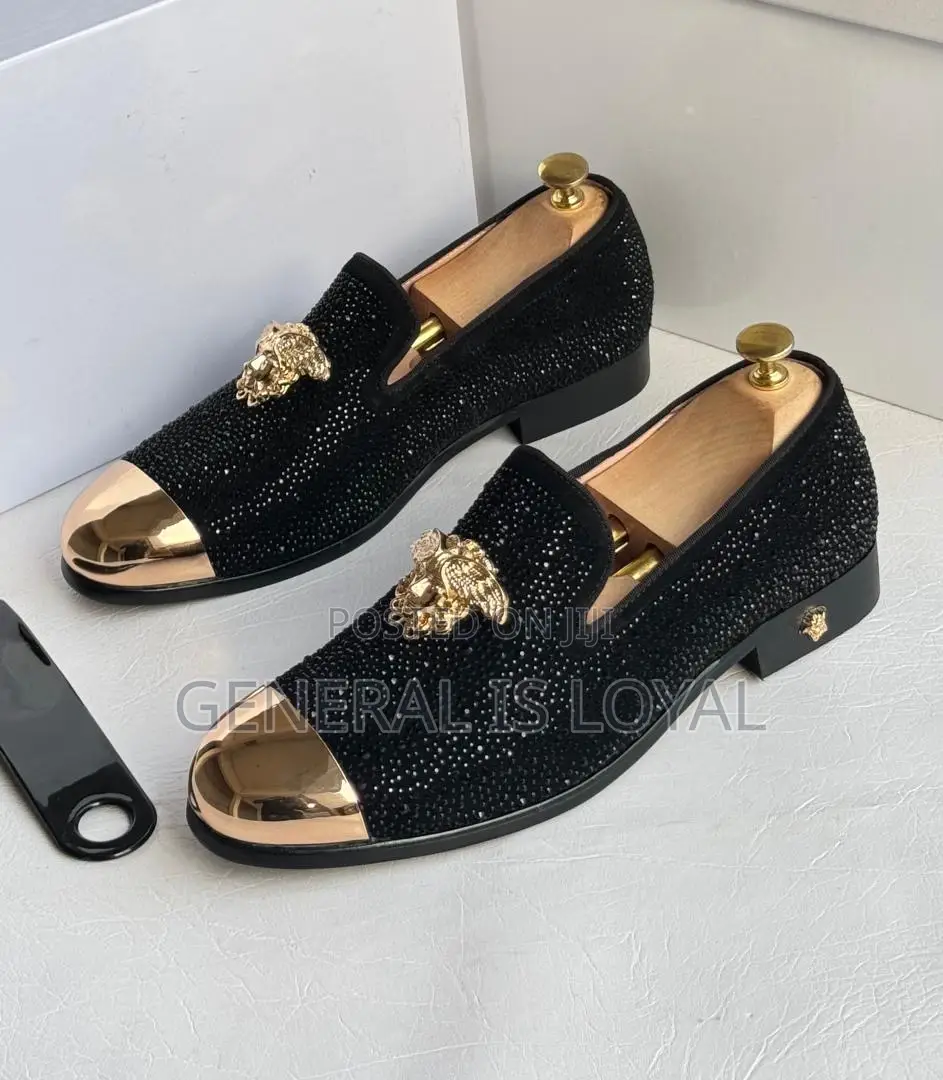 Black Versace Men's Velvet Loafers