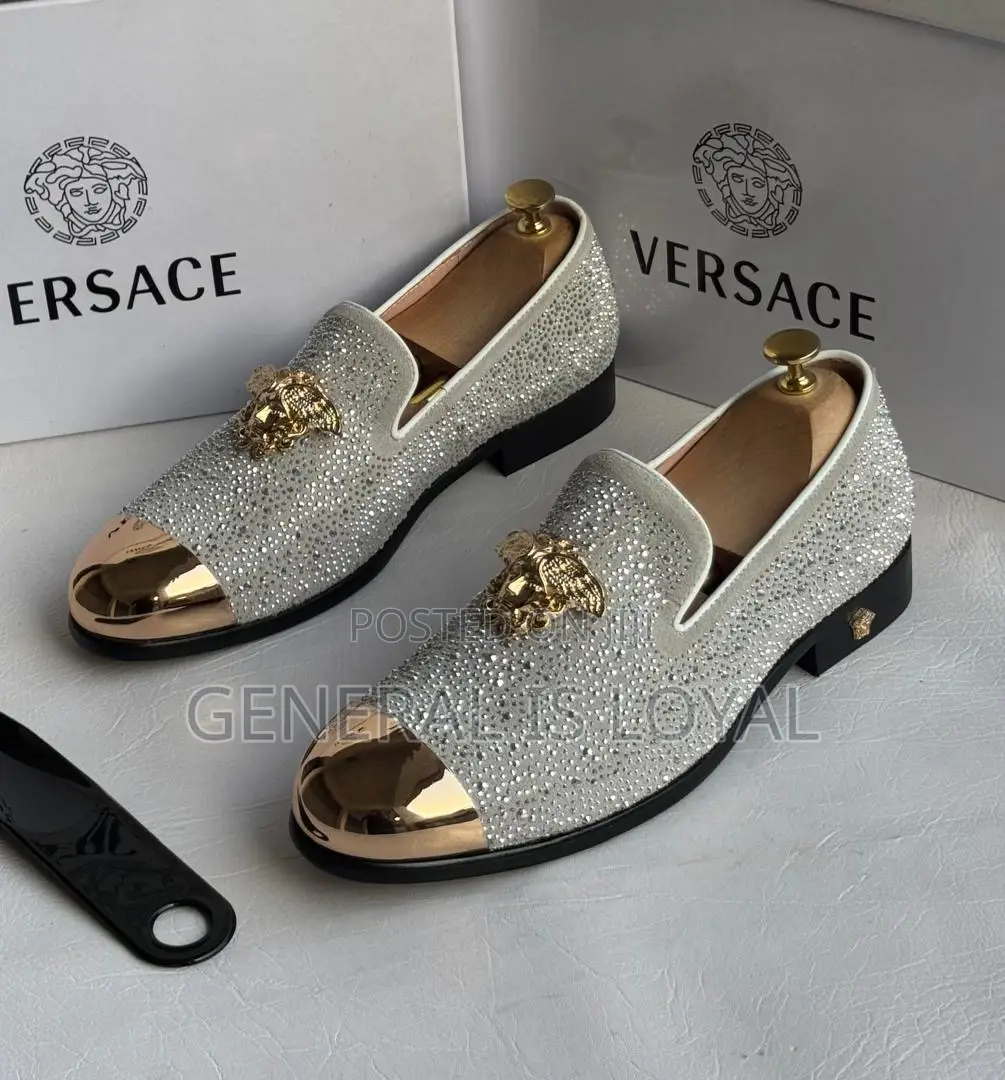 White  Versace Men's Velvet Loafers
