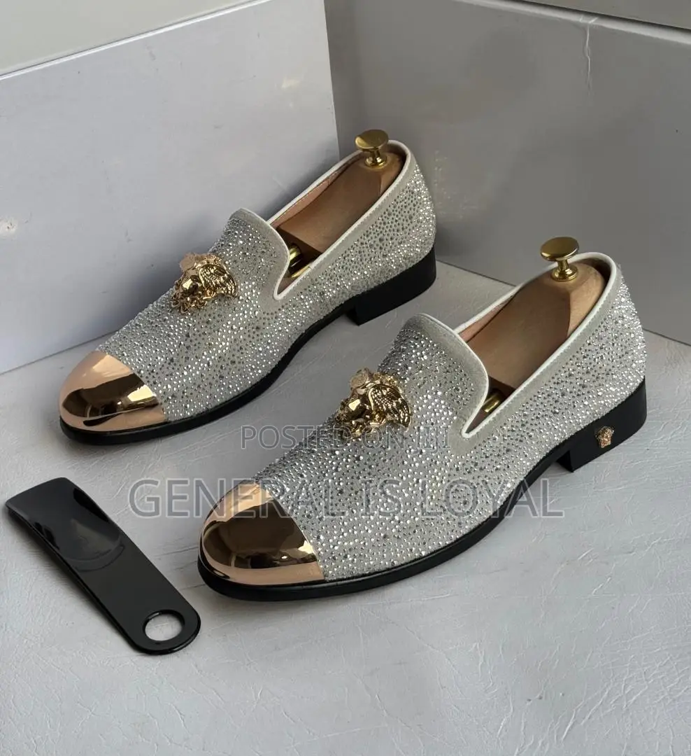 White  Versace Men's Velvet Loafers