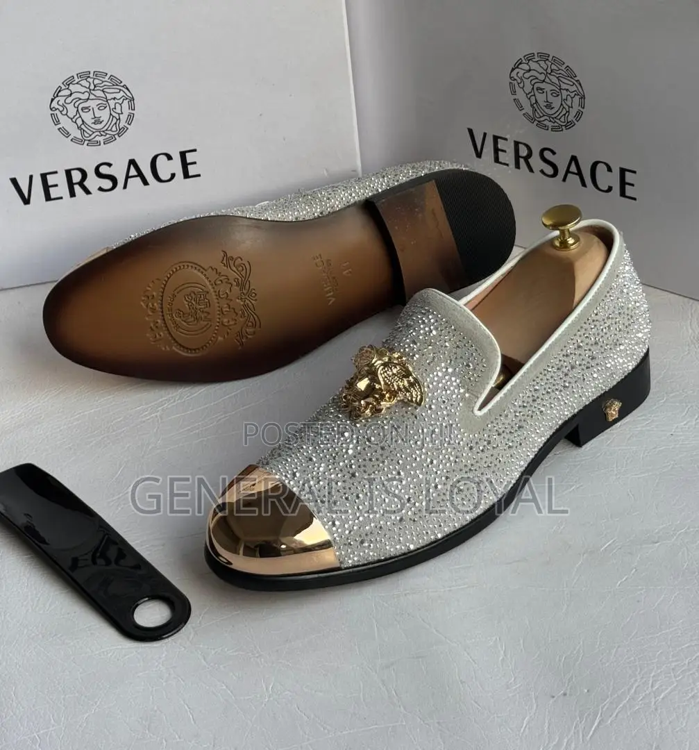 White  Versace Men's Velvet Loafers