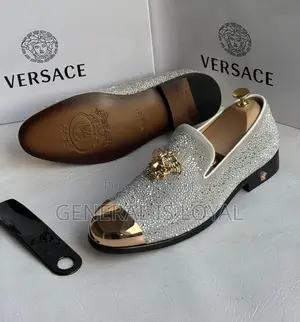 White  Versace Men's Velvet Loafers