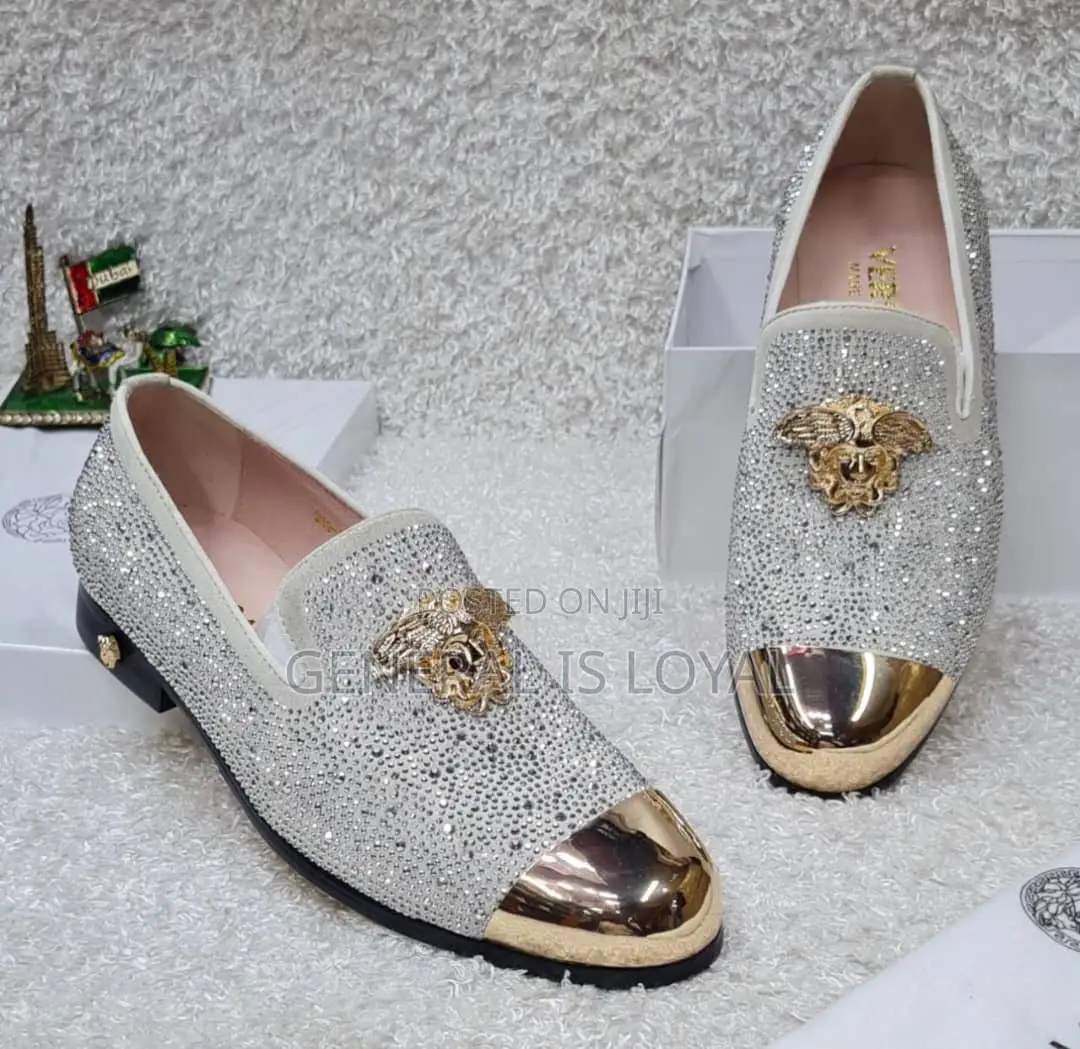 White  Versace Men's Velvet Loafers