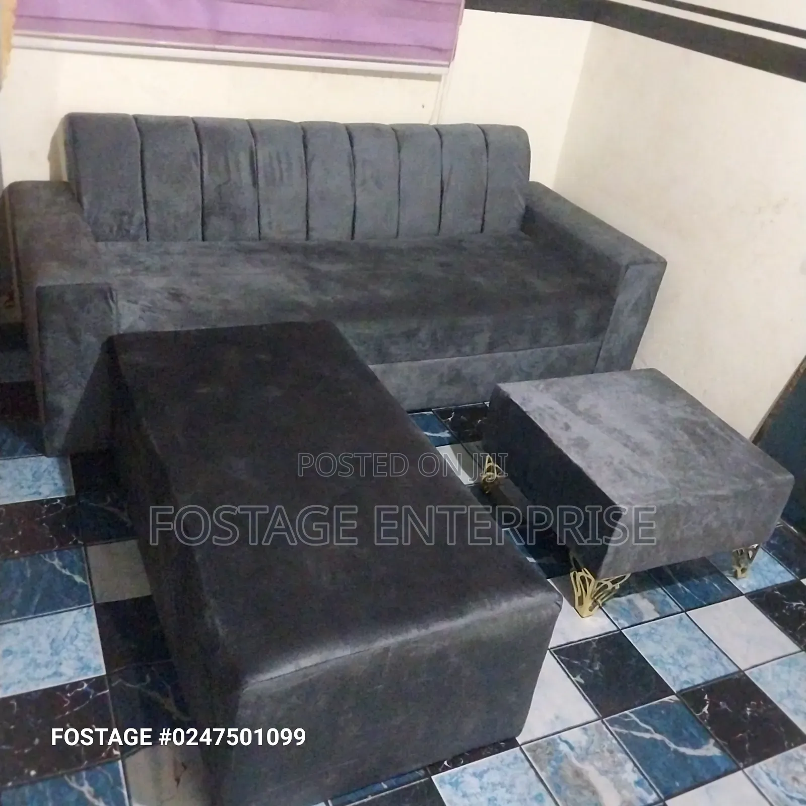 Suede Ash Brand New L Shape Sofa With A Centre Table  ,Free Delivery