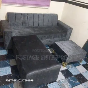 Suede Ash Brand New L Shape Sofa With A Centre Table  ,Free Delivery
