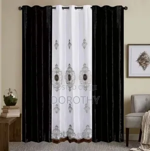 Heavy Sunblock Curtains With a Design Voile