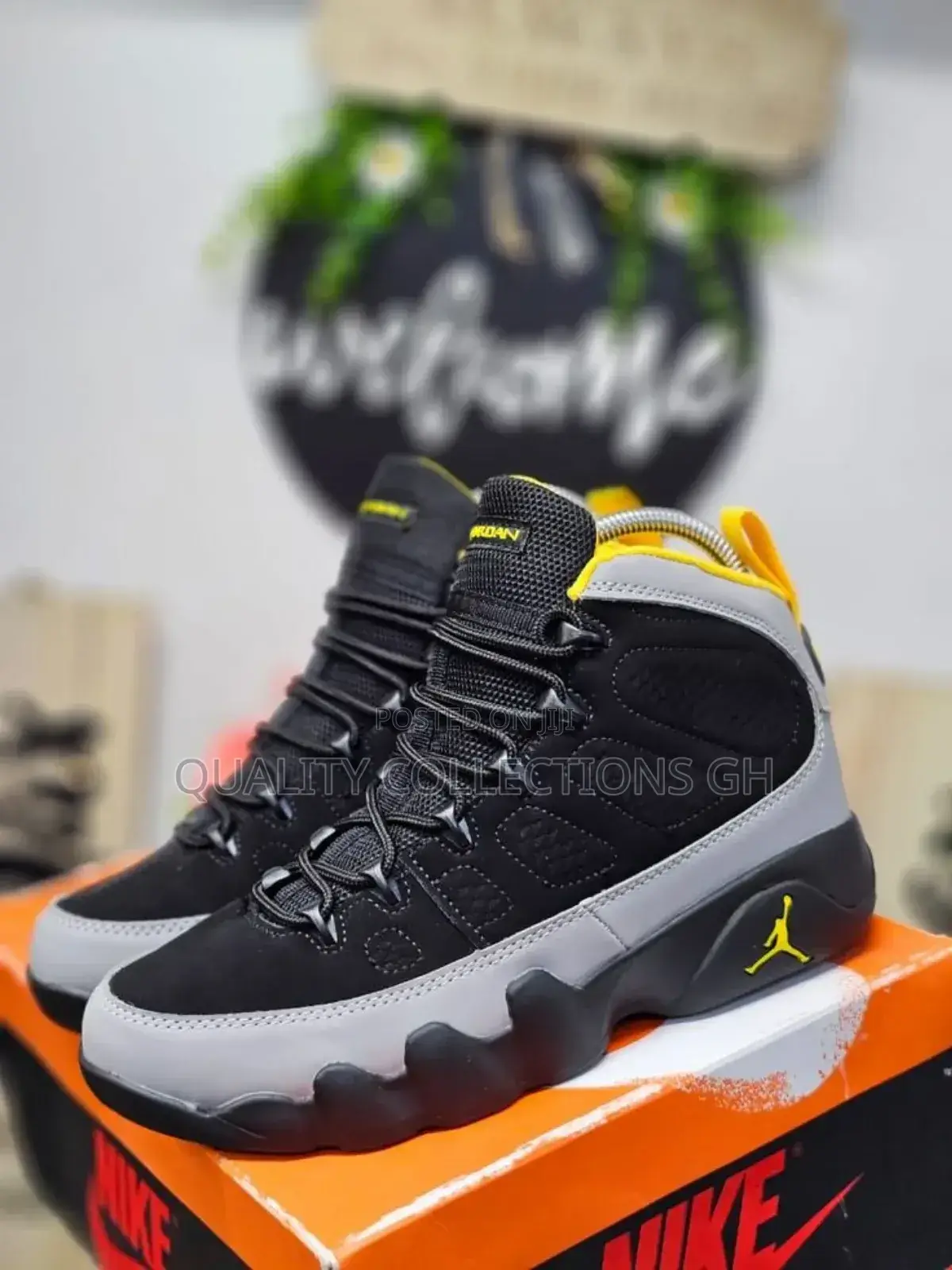 Jordan 9 Charcoal Black and Yellow