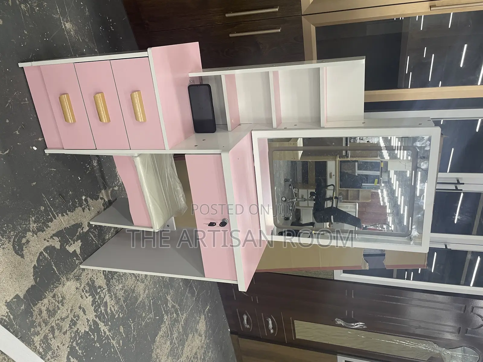 Flashy White and Pink Colored Dressing Mirror