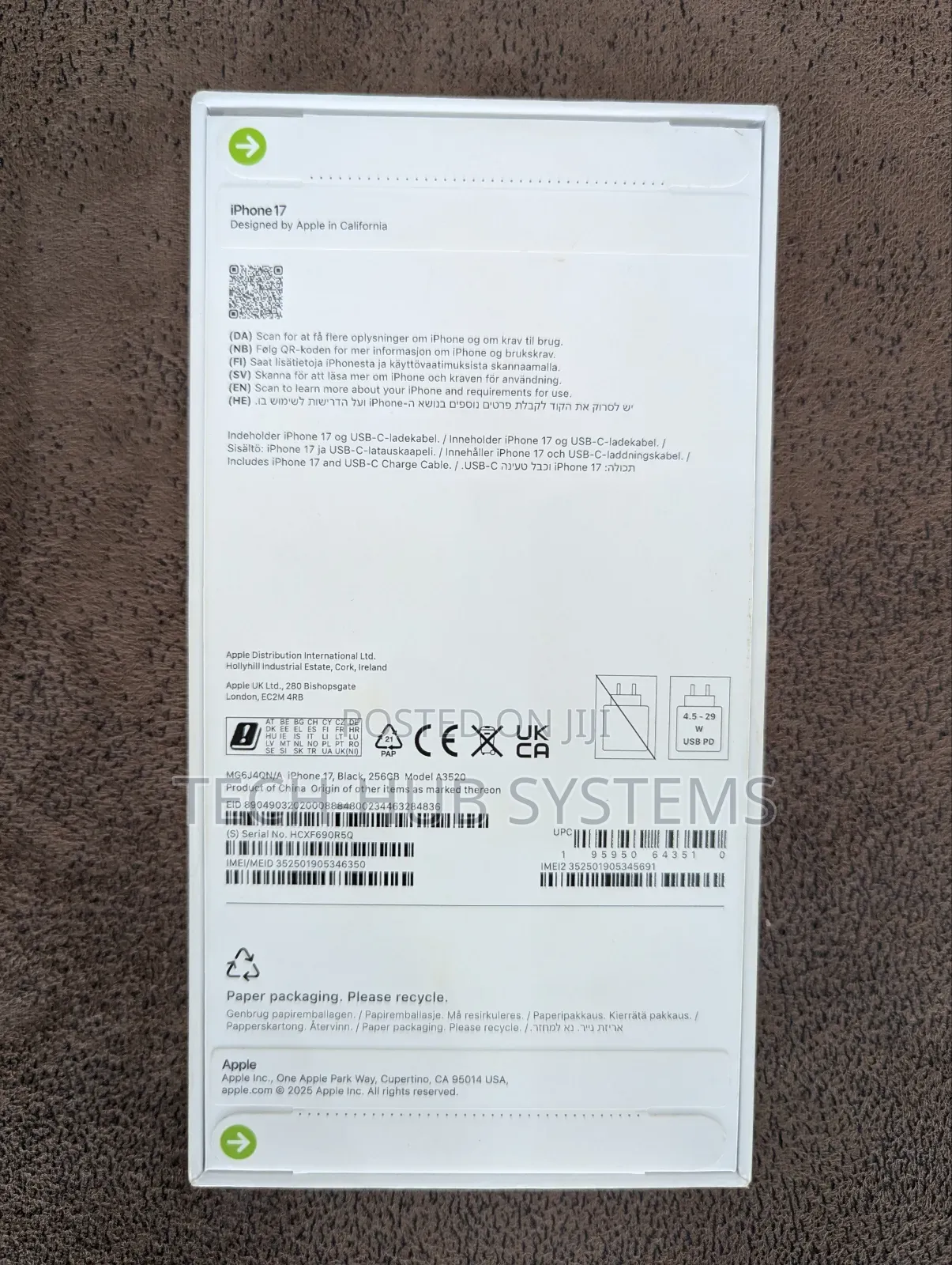 New Apple iPhone 17 256 GB Black