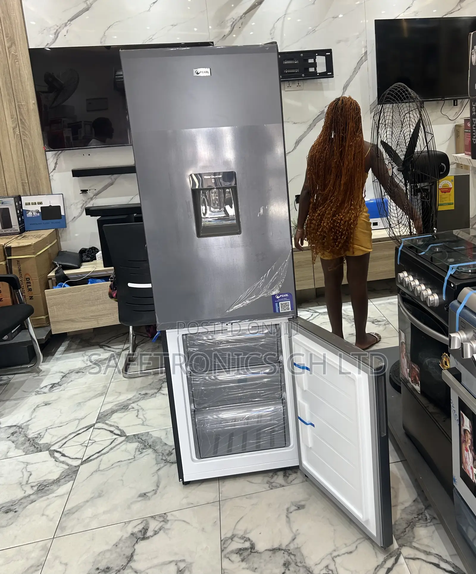 Authentic Pearl Pf-370-13m—-262ltr Bottom Mount Grey Fridge