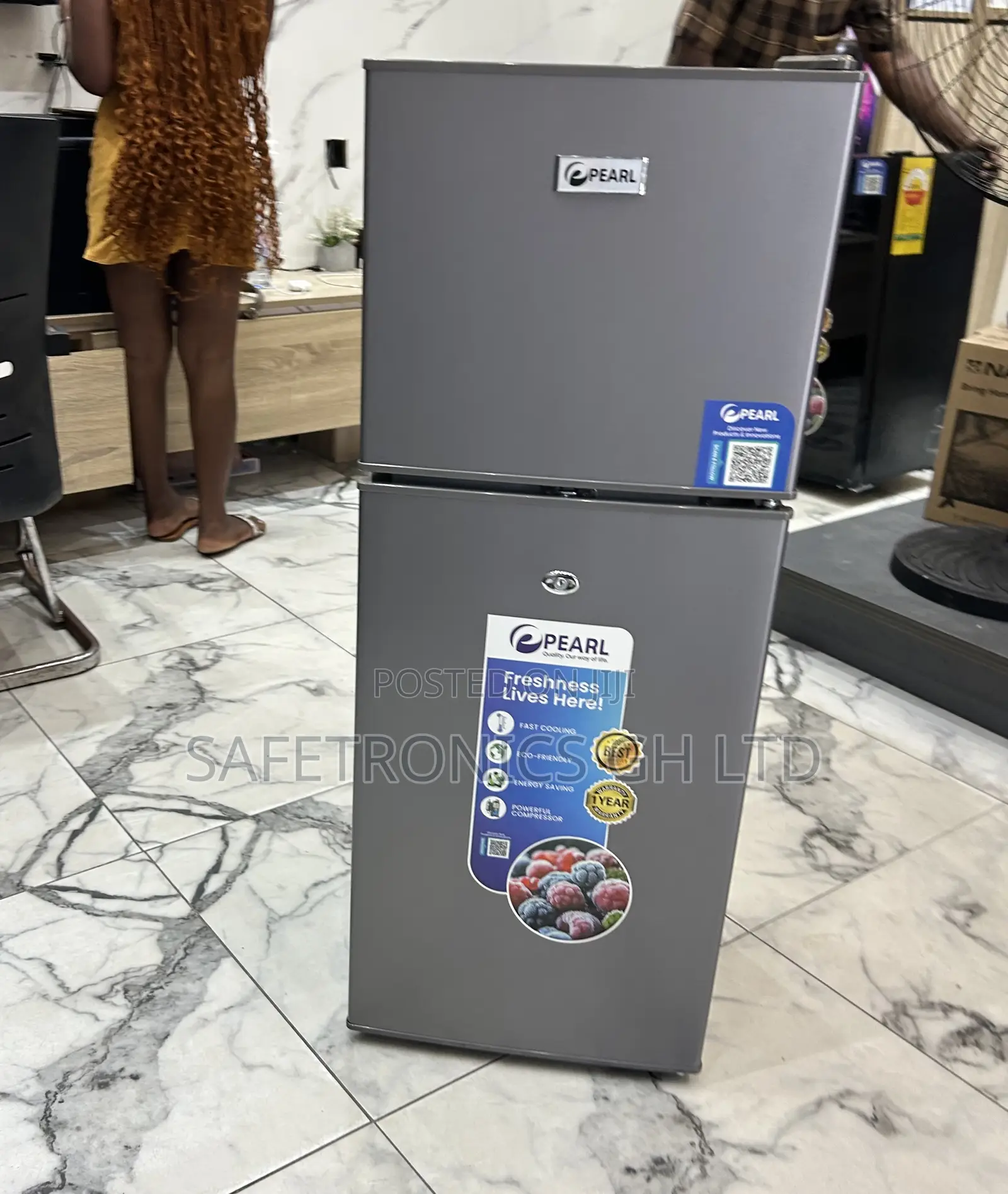 Classic Design Pearl Top Mount 80 Liters Grey 2 Doors Fridge