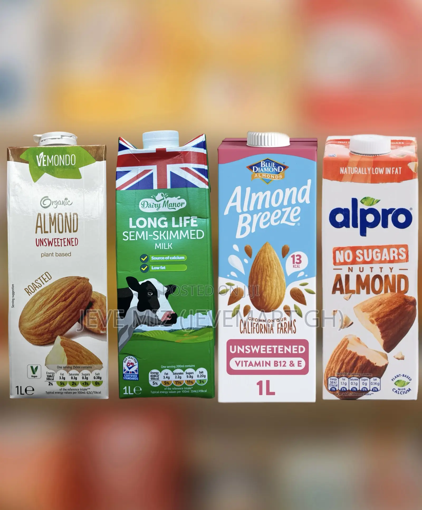 Almond Milk, Semi Skimmed Long Life Milk 1 Litre