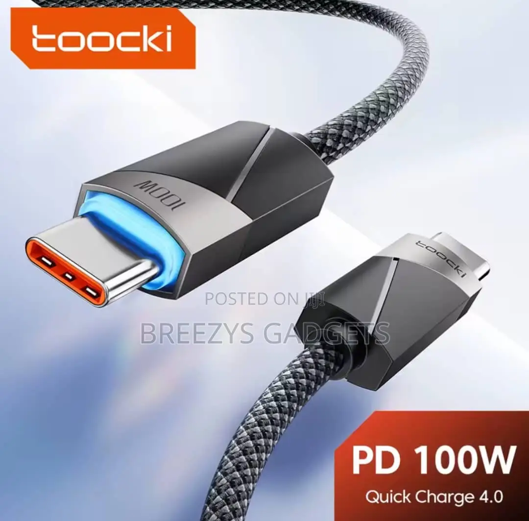 Toocki 100w Cable Type C to Type C Fast Charging Qc4.0 Smart Power-Off
