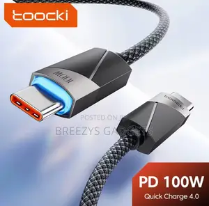 Toocki 100w Cable Type C to Type C Fast Charging Qc4.0 Smart Power-Off