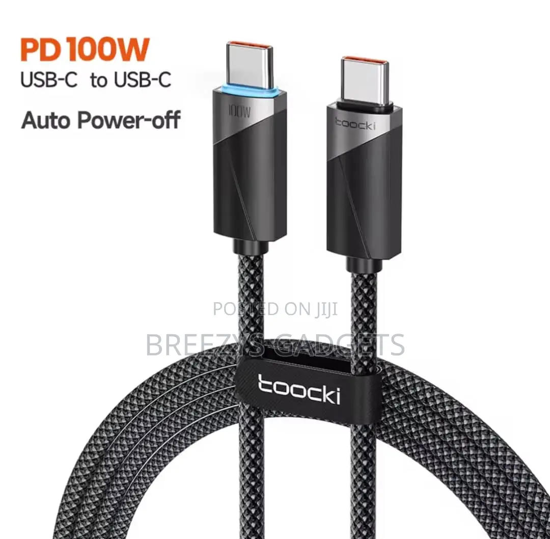 Toocki 100w Cable Type C to Type C Fast Charging Qc4.0 Smart Power-Off
