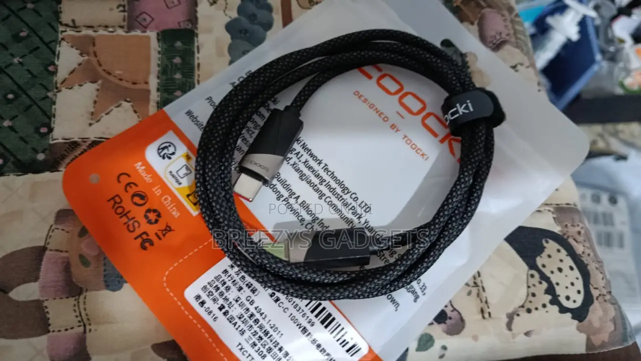 Toocki 100w Cable Type C to Type C Fast Charging Qc4.0 Smart Power-Off